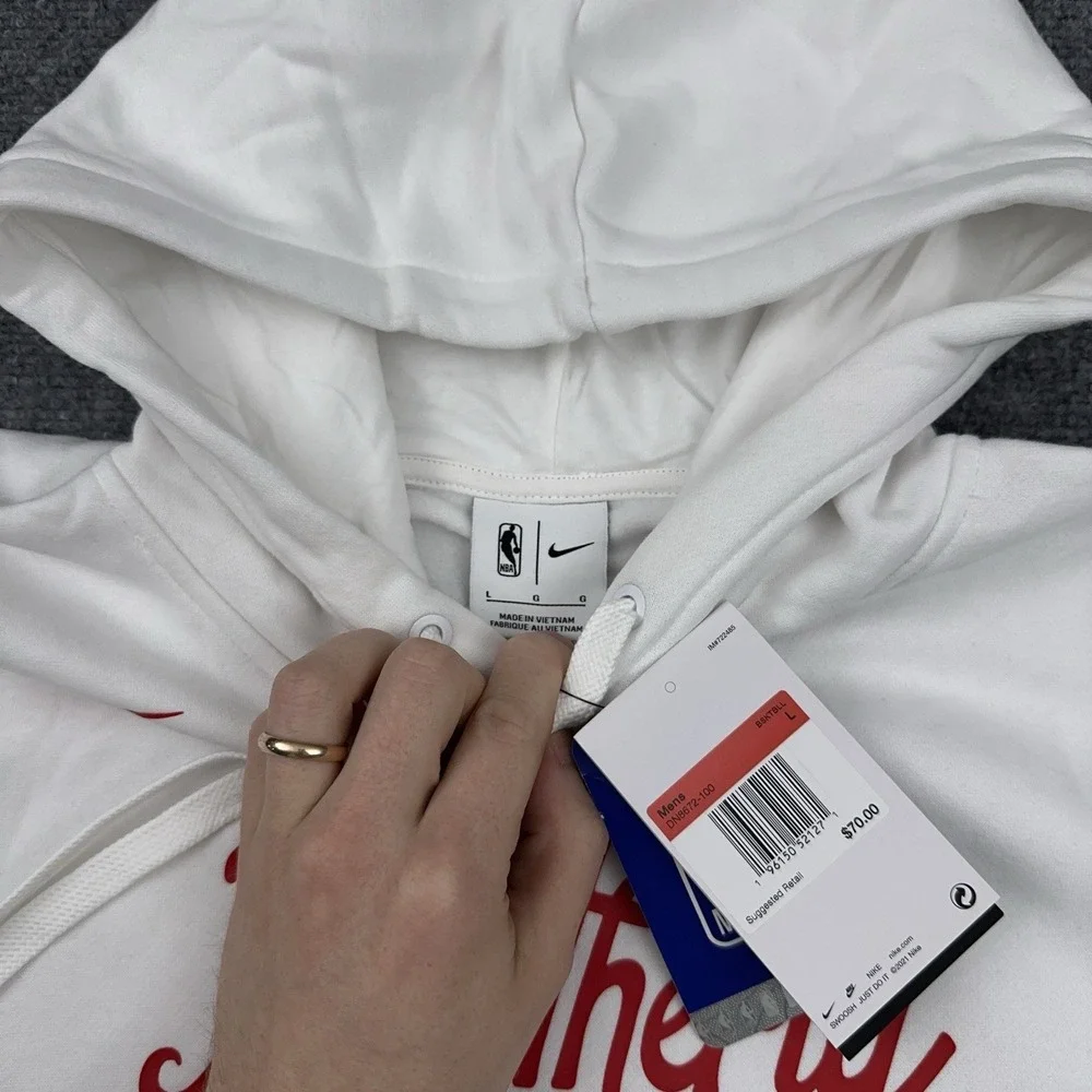 NEW Nike NBA Philadelphia 76ers Hoodie Mens Large White 